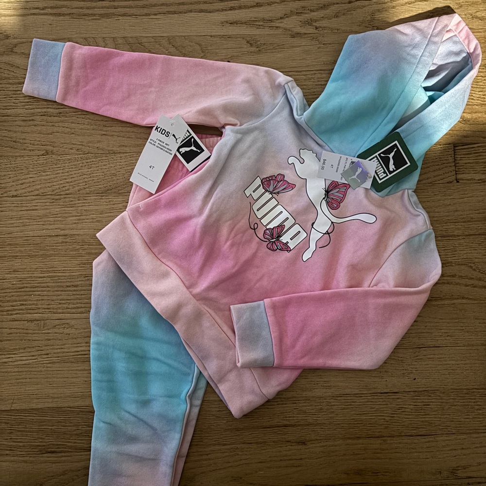 Puma Kids' Pastel Tie-Dye Hoodie and Joggers